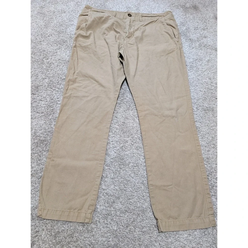 American Eagle Chinos Mens 36x30 Khaki Slim Straight Cotton‎ Twill Pants Casual